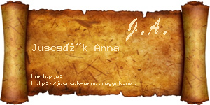 Juscsák Anna névjegykártya