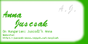 anna juscsak business card